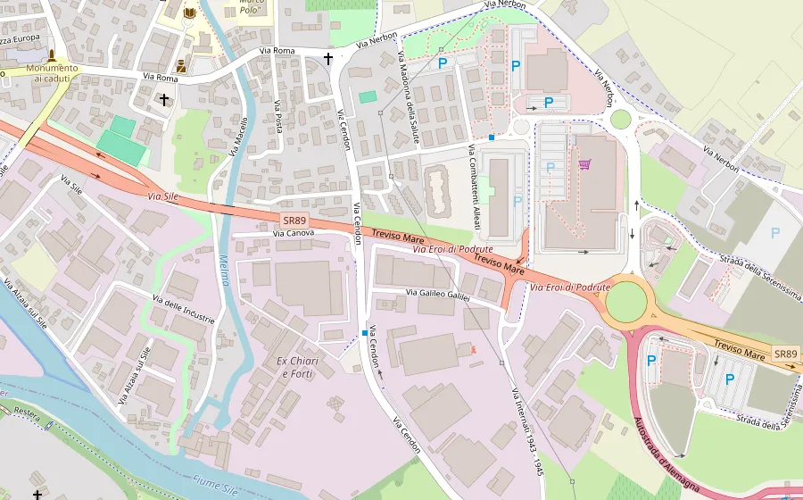 Mappa di Silea con la posizione di Via Galileo Galilei 10